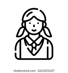 Bereit zu verwenden Linie Stil Symbol zeigt Schulmädchen