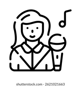 Pronto para usar ícone de estilo de linha de cantor com microfone
