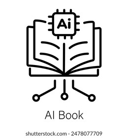 Icono lineal listo para usar de un libro de inteligencia artificial 