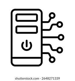 Listo para usar icono lineal de la CPU de la computadora