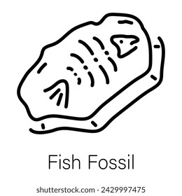Icono lineal de un fósil de pez listo para usar 