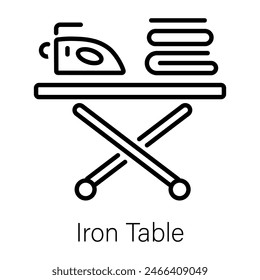 Icono lineal de tabla de hierro listo para usar 