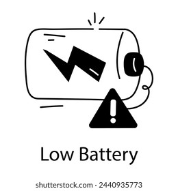 Ready to use linear icon of low battery alert 