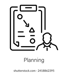 Ready to use linear icon of a planning board 