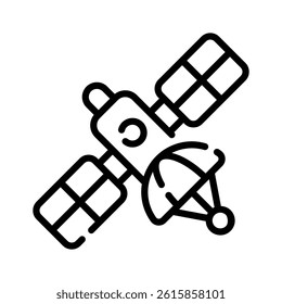 Ready to use linear icon showing artificial satellite