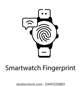 Ready to use linear icon of smartwatch fingerprint
