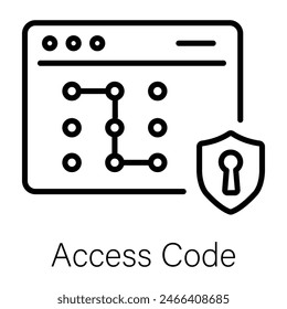 Icono lineal listo para usar de un código de acceso de Sitio web 