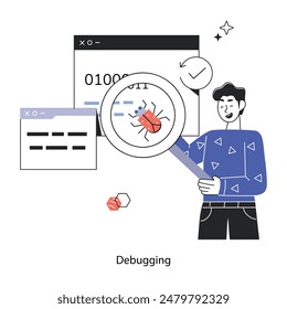 Ready to use linear mini illustration of debugging 