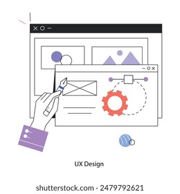 Ready of use linear mini illustration of ux design 