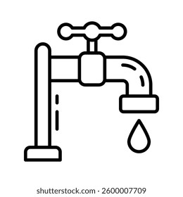 Ready to use linear style icon of ablution water tap