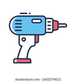 Ready to use linear style icon of electric drill machine