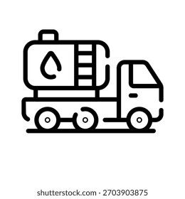 Listo para usar icono de estilo lineal de camión cisterna de petróleo