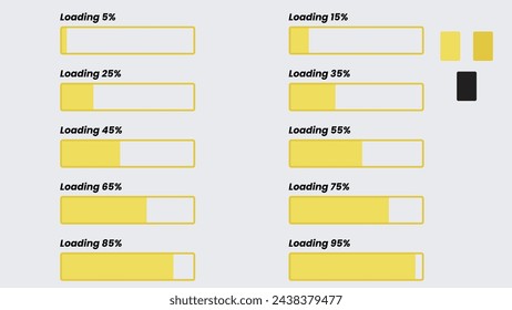 Ready to use loading symbol. Fully editable vector, graphical progress illustration. Loading Bar for Web Interfaces. 
Template illustration and website design.