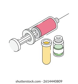 Ready to use modern isometric outline icon of vaccination syringe