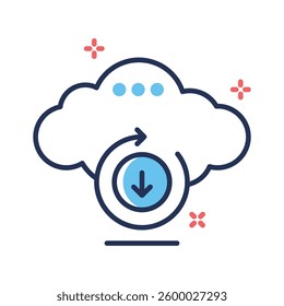 Ready to use outline icon showing data downloading concept