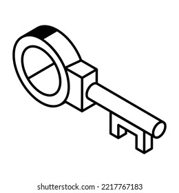 Ready to use outline isometric icon of key 