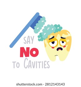 Ready to use a outline sticker of tooth decay warning for hygiene.