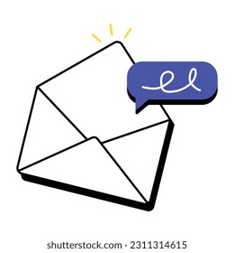 Ready to use sketchy icon of open letter 