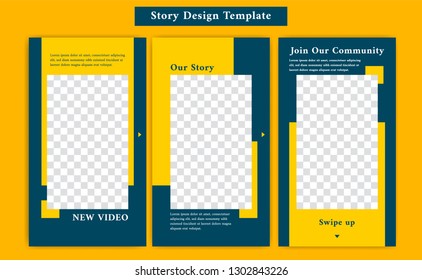 Ready To Use Social Media Instagram Story Template With Casual Sporty And Formal Style In Yellow And Navy Blue Color Frame Template For Promotion And Personal