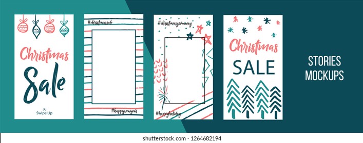 Ready to use stories mockups. Made in Christmas style. Perfect for sale, Christmas days and advertising. 
