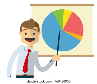 Ready to use template vector of a businessman doing presentation