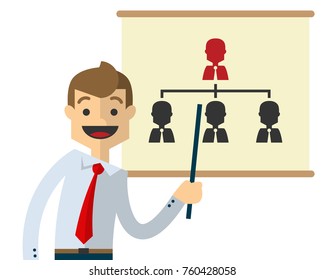 Ready to use template vector of a businessman doing presentation