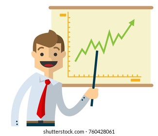 Ready to use template vector of a businessman doing presentation
