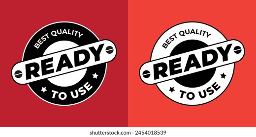 'ready to use' vector icon, Best Quality, black and Yellow color, product labeling icon, stamp, logo, badge, sticker, emblem, symbol, for packaging.  