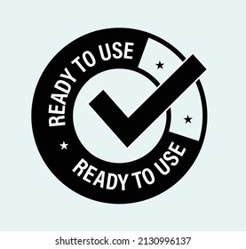 'ready to use' vector icon with tick mark, black color