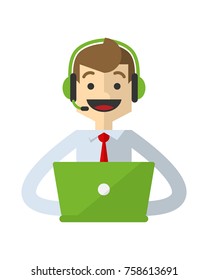 Ready to use website illustration or print illustration of a businessman do a customer service