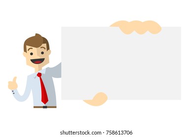 Ready to use website illustration or print illustration of Businessman holding blank paper