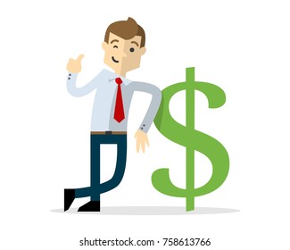 Ready to use website illustration or print illustration of a businessman with a dollar sign