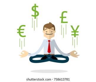 Ready to use website illustration or print illustration of a businessman with currency symbols