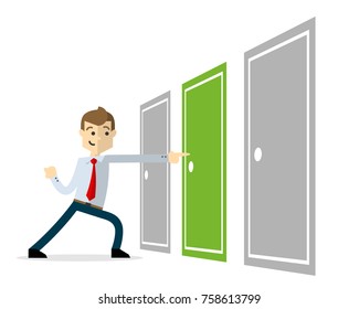 Ready to use website illustration or print illustration of a businessman with a right solution