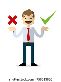 Ready to use website illustration or print illustration of a businessman making a decision