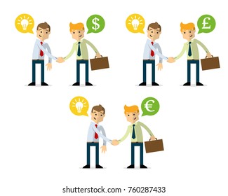  Ready to use website illustration or print illustration  of businessman shake hands, selling idea