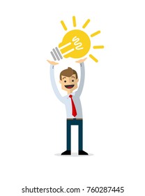 Ready to use website illustration or print illustration of businessman raise ideas