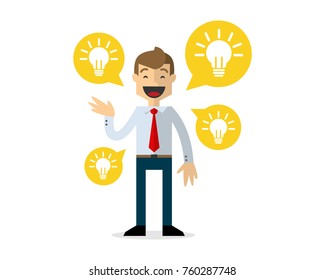Ready to use website illustration or print illustration of businessman talk about ideas