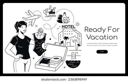 Listo para las vacaciones - banner de diseño de línea moderna