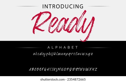 Tipo de letra de estilo de pincel vectorial, alfabeto, tipo de letra