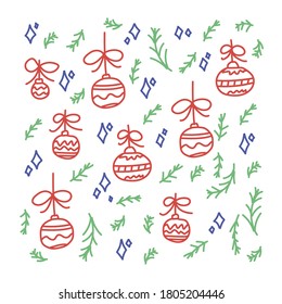 Ready-drawn Christmas and new year inscriptions with symbols of winter holidays. Can be used for banners, greeting cards, gifts, etc. Holiday card, with Christmas tree and winter. Vector illustration