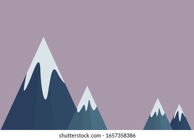Ready-made background with four mountains for the site of a ski resort, country houses, camping, country hotel. Vector illustration in fashionable blue color