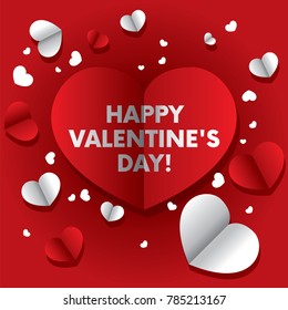 Ready-made design of a typographic poster, postcard or banner with hearts. Vector illustration. Happy Valentine's day. Love and friendship.
