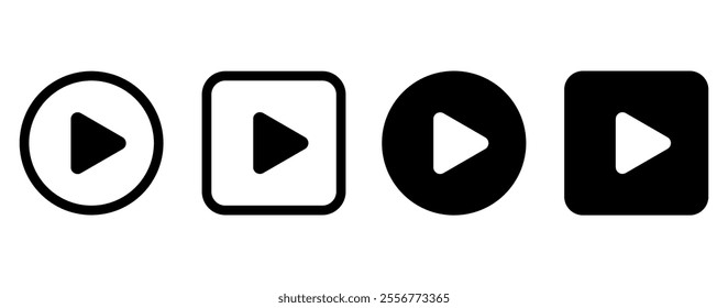 Ready-made flat video player icons for websites and graphic resources.