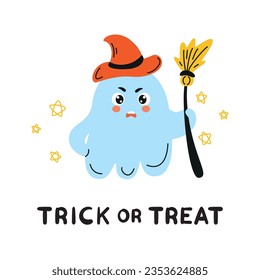 Readymade-Ghost-Banner, süße spoky-Illustration, doodle-Geist, halloween-Geist, süßer Geistercharakter, bom