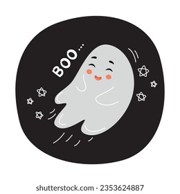 readymade ghost banner, cute spooky illustration,doodle ghost, halloween ghost, cute ghost character, boo