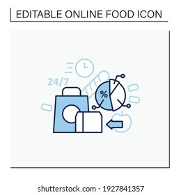 Ready-made ration line icon. Delivery service. Fast, express food delivery and other goods. Quickly move on. Timely completed. Online shopping concept. Isolated vector illustration. Editable stroke