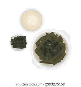 Ready-to-eat Miyeokguk Soup Seaweed Soup vector illustration logo