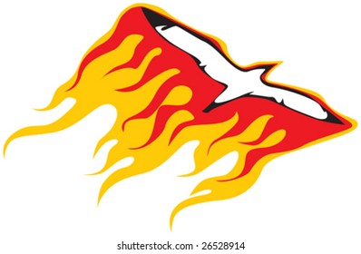 Ready-to-use logotype Burning Seagull. Vector illustration.