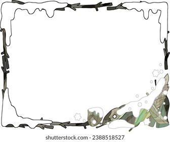 Ready-to-use winter handwritten illustration frame